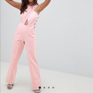 Blush denim jumpsuit